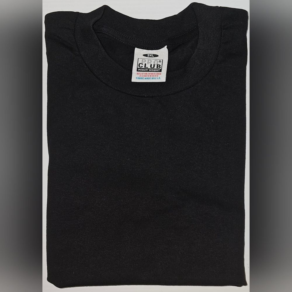 Pro Club Men's Heavyweight 3XL Cotton Short Sleeve Crew Neck T-Shirt Black-NEW